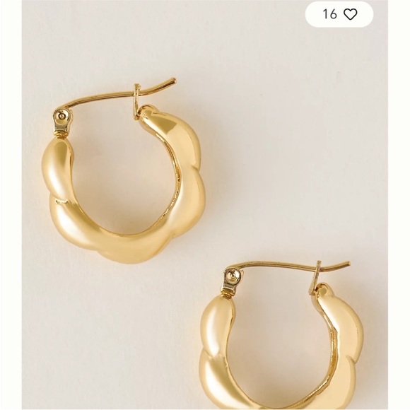 Anthropologie Jewelry - New! Gold Twisted Hoop Earrings (2001) NWOT